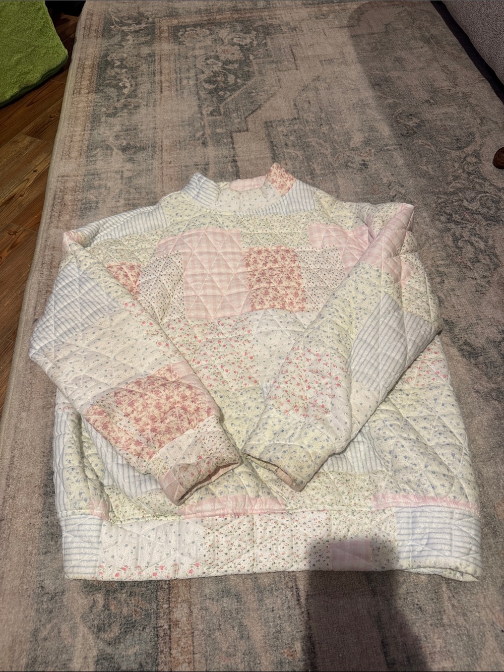 Quilted Patchwork Crewneck Sweater - Pastel Multi